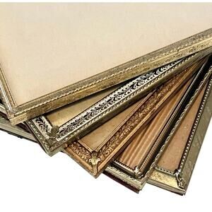 Vintage Gold Brass Picture Frame Lot MCM Embossed Ornate Velvet Back 8x10 Photo